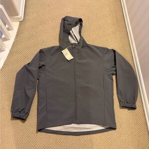 Muji Japan Brand Rain Jacket Shell Full Zip Hood Gray (Men’s Size Medium) NEW